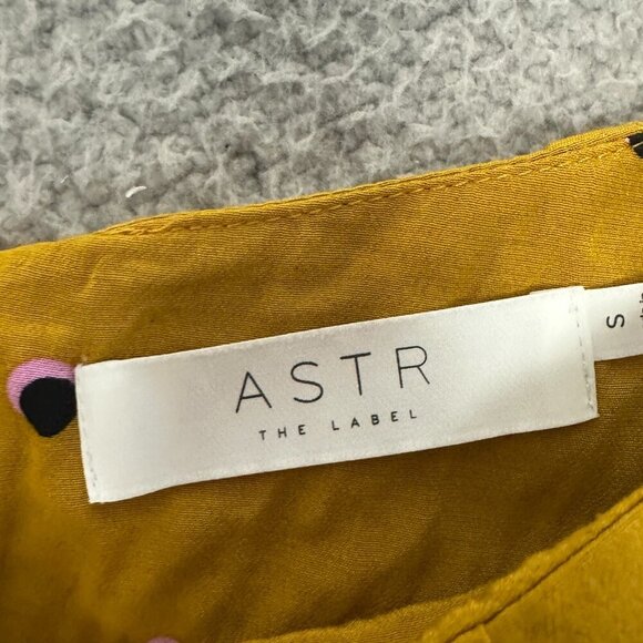 ASTR The Label Palazzo Pant Yellow Dot Wide Leg High Rise Lined - Picture 15 of 16